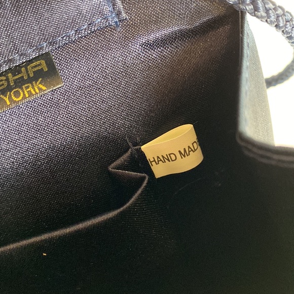 Sasha New York navy satin evening purse. - Picture 8 of 11